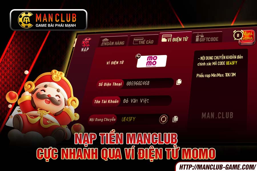 Nạp tiền manclub cực nhanh qua ví điện tử Momo